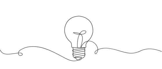 Fototapete Eine Linie  single continous one line art idea light bulb . creative solution team work lamp concept vector eps 10