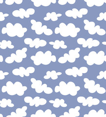 Seamless cloud pattern, cartoon design. 