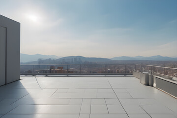 floor roof space with city scape and mountains