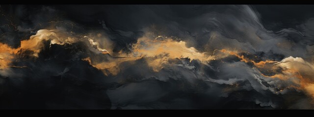 dark, gold and black abstract painting Generative AI