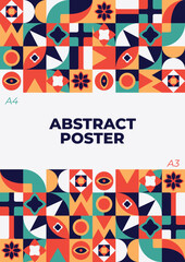 Abstract bauhaus neo geometric pattern poster background vector illustration.Modern minimalist A4A3 poster background. Perfect for banner, background, pattern, etc.