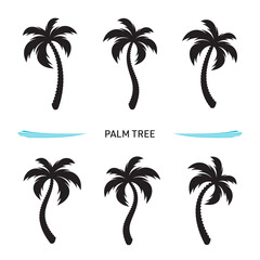 Abstract black vector palm tree silhouette set - 650225279