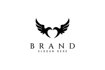 Heart with wings. Love symbol. logo design vector template