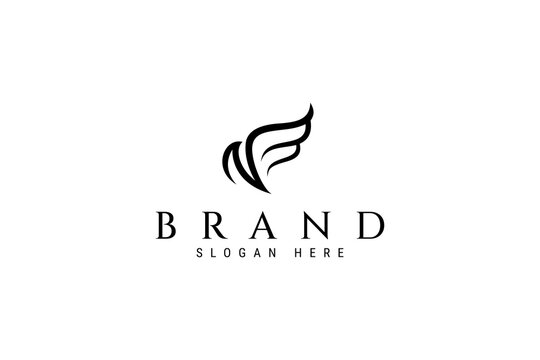 Abstract logo design image of a falcon bird with a combination of the letter f