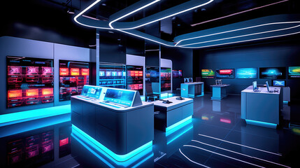 Interior of an electronics store, gadget store - obrazy, fototapety, plakaty