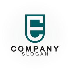 Abstract linear letter initial E shield logo icon design