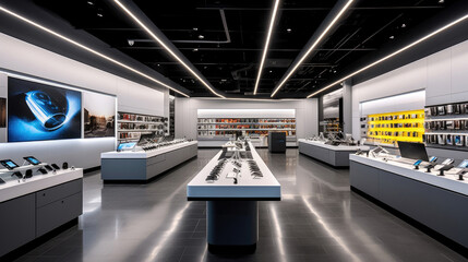 Interior of an electronics store, gadget store