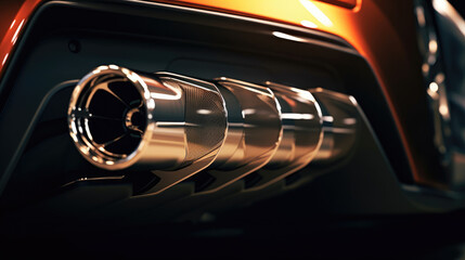 Closeup of a car's exhaust system