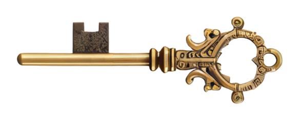 Old key isolated on transparent