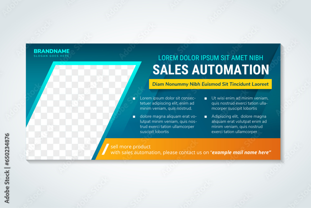 Poster web banner template design layout with photo and text space. gradient blue background combined with 