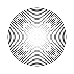 black line concentric ripple circles set. Sonar or sound wave rings collection. Epicentre, target, radar icon concept. Radial signal or vibration elements. Vector 10 eps.