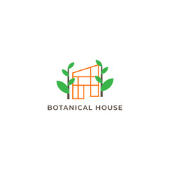 ILLUSTRATION BOTANICAL HOUSE, LEAF NATURE. ECO ELEMENT LOGO ICON GRADIENT COLOR DESIGN VECTOR FOR YOUR BRAND, BUSINESS
