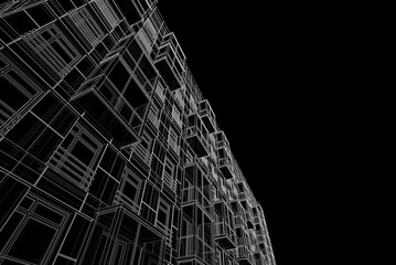 Architectural design of a building 3d rendering