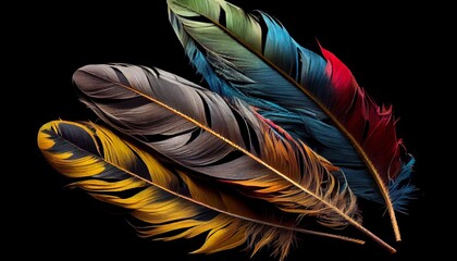colorful feathers background. Generative in ai