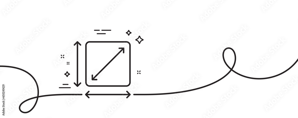 Poster square area line icon. continuous one line with curl. room dimension sign. territory measurement sym