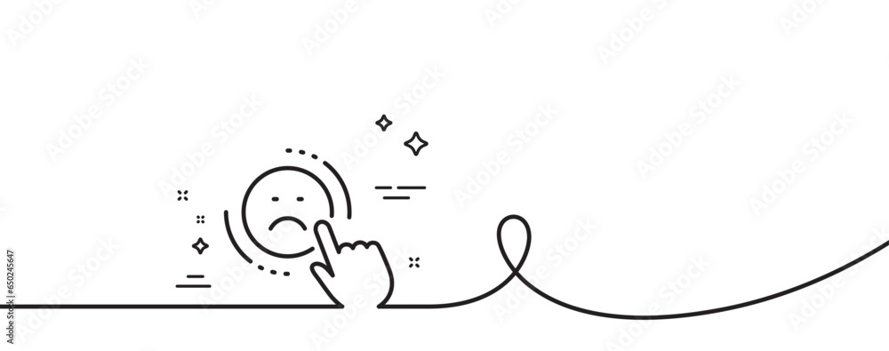 Poster dislike line icon. continuous one line with curl. negative feedback rating sign. customer satisfacti