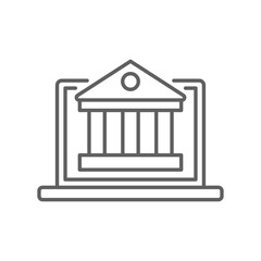 Digital classroom university line icon. Online education on school application learning, e-learning social on computer distance. Editable stroke vector illustration. design