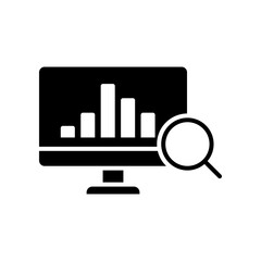 Sales index glyph icon. Magnifying glass revenue sale chart statistics analysis process of Financial business productivity improvement. Flat style vector illustration design