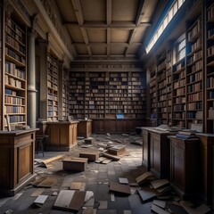 Large abandoned library.
