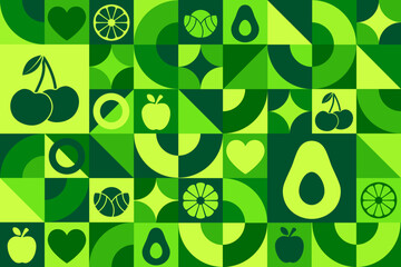 World Vegetarian Day. October 1. Seamless geometric pattern. Template for background, banner, card, poster. Vector EPS10 illustration.