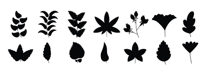 trees silhouettes set isolated vector illustration.