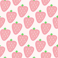Seamless pattern with pink strawberries. Vector illustration. Summer background with berries. Trendy cute print.