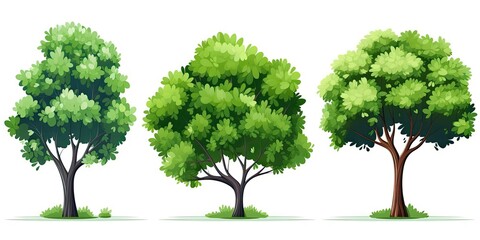 Obraz premium Tree on white background isolated. Nature illustration. Eco friendly artistry. Green landscape design. Whimsical woodlands. Summer embrace. Graphic garden