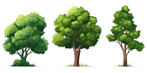 Fototapeta premium Tree on white background isolated. Nature illustration. Eco friendly artistry. Green landscape design. Whimsical woodlands. Summer embrace. Graphic garden