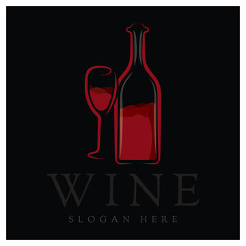 Wine bottle and glass logo