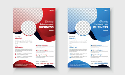 Professional business flyer design template, corporate poster leaflet design annual report cover in A4 size with modern layout.