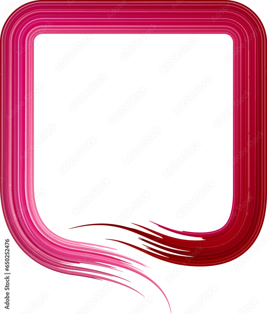 Poster abstract square frame with curve pink brush stroke texture gradient.