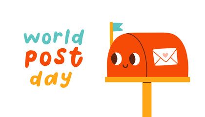 Post Day banner with post box mail box design vector illustration, World Post Day