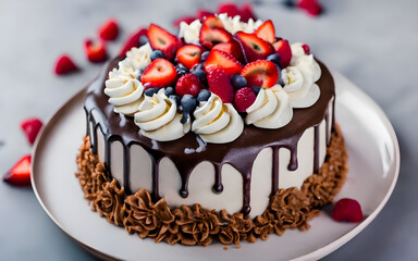 Obraz na płótnie Canvas chocolate cake with cherry