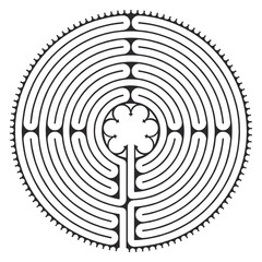 Labyrinthe Cathédrale de Chartres Illustration Vecteur - Symbolisme Méditation Histoire - Motif Floral - Géometrie Sacrée