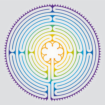 Labyrinthe Cath&eacute;drale de Chartres Illustration Vecteur - Symbolisme M&eacute;ditation Histoire - Motif Floral - G&eacute;ometrie Sacr&eacute;e