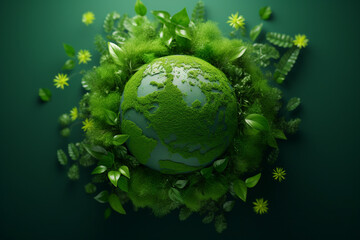Obraz na płótnie Canvas Picture of a green planet earth day nature environment climate change awareness generative AI