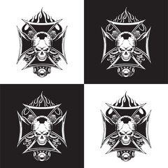black white skull chopper
