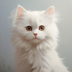 Khaoo mane, white cat, cute, animate. Generative AI.