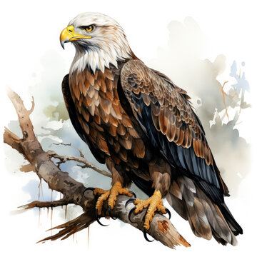watercolor Bald Eagle clipart, Generative Ai