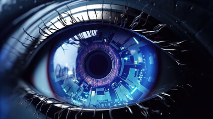 Close-up shot of futuristic eye technology