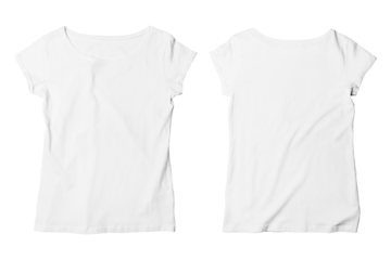 Blank White Female Wide Neck T-Shirt Mockup Isolated