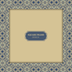 Frame with classic ornament. Template for your design. Square frame with can be used for backgrounds, motifs, textile, wallpapers, fabrics, gift wrapping, templates. Vector