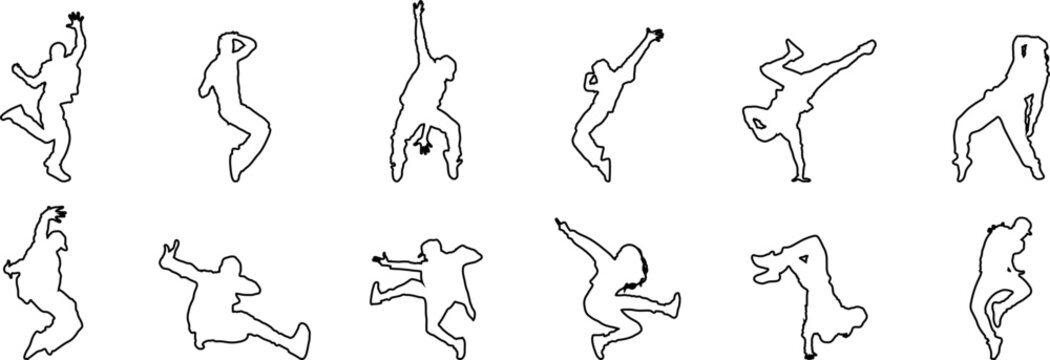 black and white silhouettes of people dance art