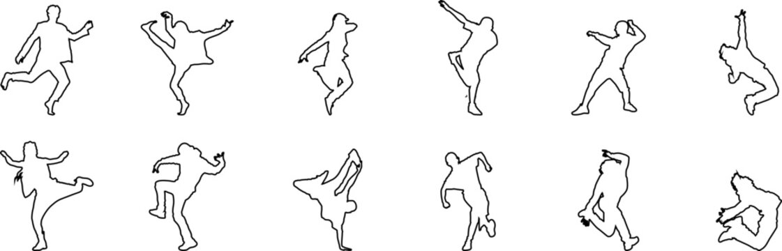 black and white silhouettes of a person with a tattoo dance