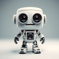 Box-headed robot 3D cartoon character