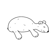 Cute little polar bear. Hand drawn doodle style. Vector illustration isolated on white. Coloring page.