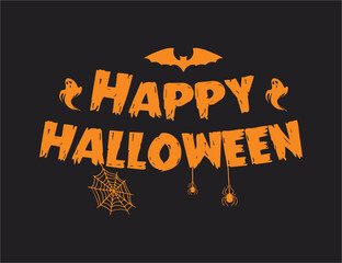 Happy halloween text lettering. Holiday calligraphy poster, greeting card, party invitation. Happy halloween text banner design