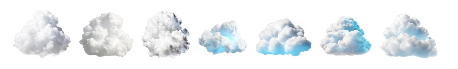 set clouds isolated cutout on transparent background