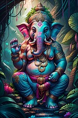 Obraz premium Illustration of Ganesha made with Generative AI