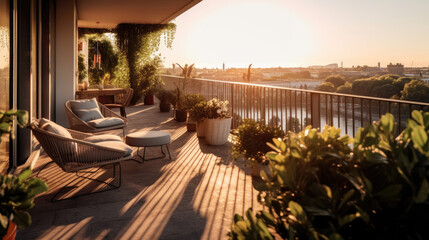 An exquisite balcony terrace - obrazy, fototapety, plakaty